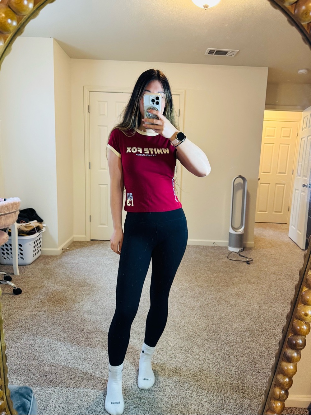 White Fox Full Schedule Baby Tee Burgundy Size S NWT Sold Out - Picture 2 of 5